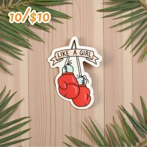 Like a Girl Boxing Gloves Sticker – Feminist Empowerment Vinyl Decal